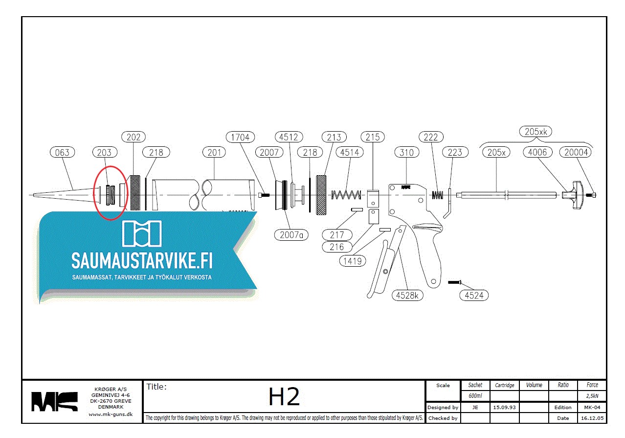 Sulzer - MK - Kröger Suuttimen sovitinpala (203)